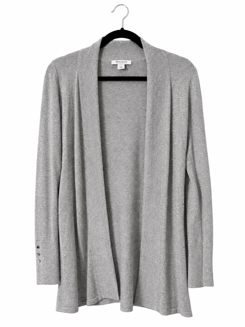 White House Black Market Silver Sparkle Open-Front Cardigan